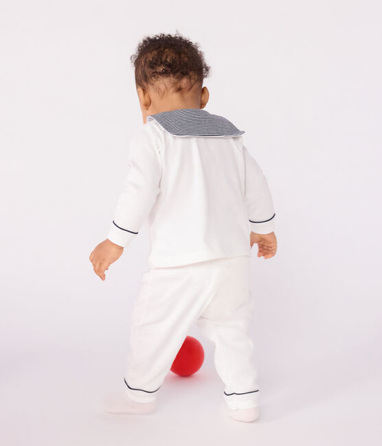 Babies' two-piece pyjamas with a sailor collar MARSHMALLOW white