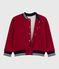 Children's varsity-style jacket in plain cotton and sherpa AMARANTE