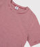 Women's Iconic Round-Neck Striped Cotton T-Shirt SANGRIA red/MARSHMALLOW