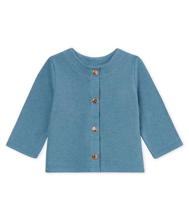 Baby girls' cotton/linen cardigan blue