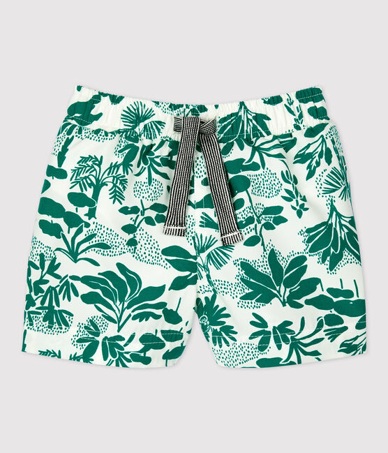 Babies' Eco-Friendly Swim Shorts MARSHMALLOW white/GAZON green
