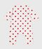 Babies' padded heart-print cotton playsuit. MARSHMALLOW white/TERKUIT red