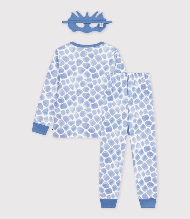 Children's cotton dragon costume pyjamas blue/blue