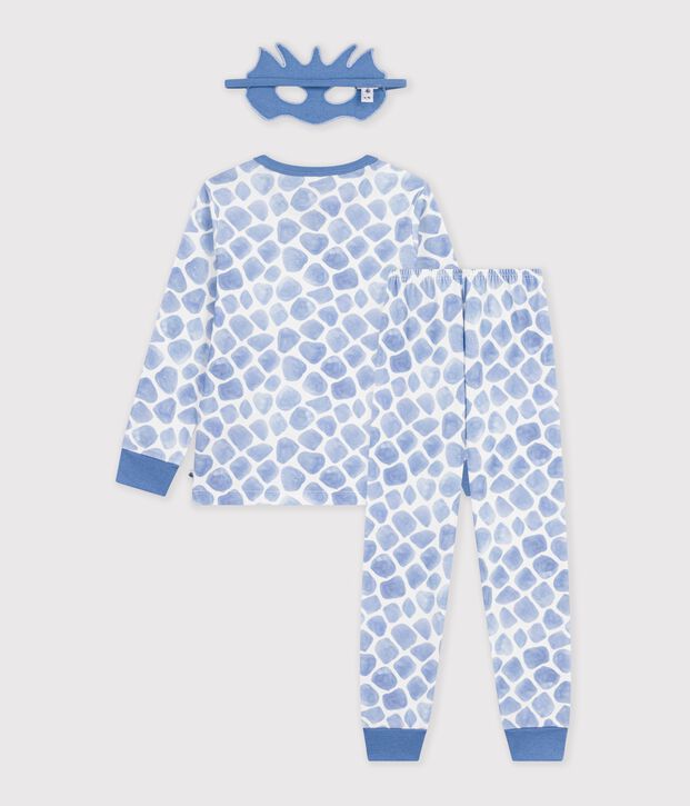 Children's cotton dragon costume pyjamas blue/blue