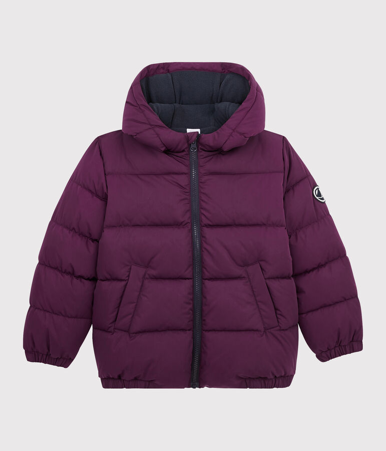 Boys' puffer jacket purple