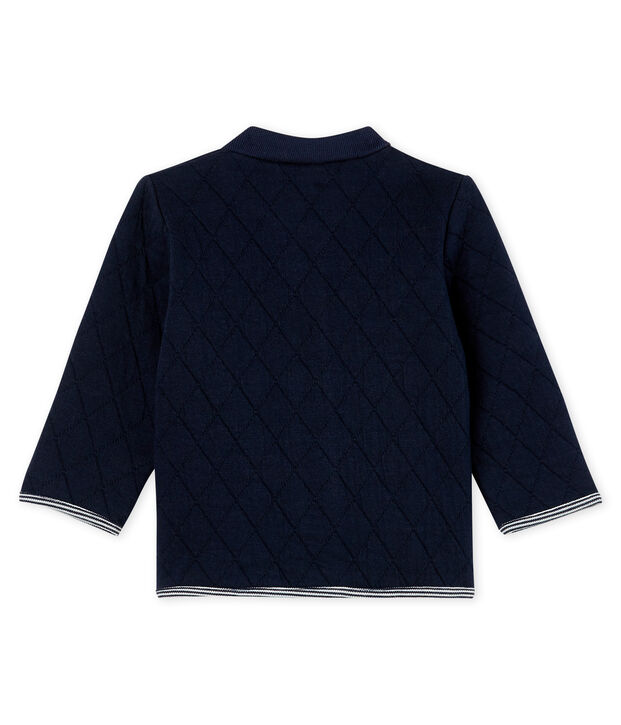 Baby Boys' Quilted Tube Knit Cardigan blue