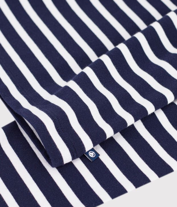 Women's long-sleeved cotton Breton top blue/white