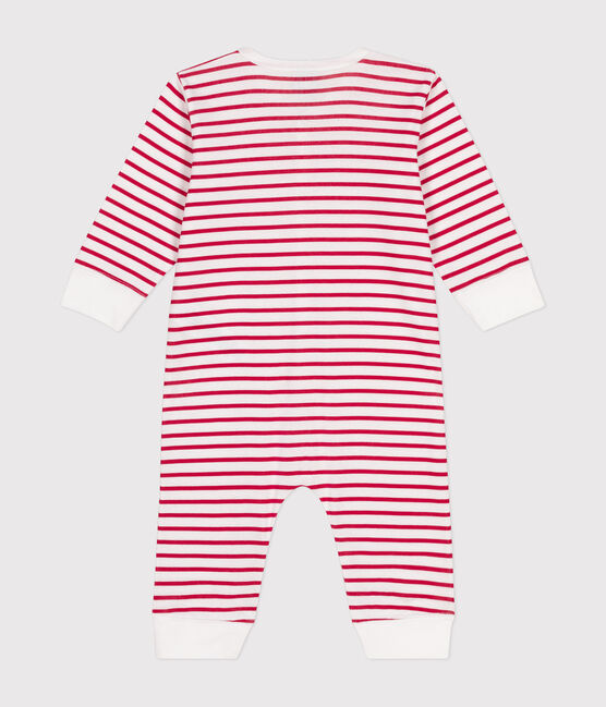 Babies' footless cotton pyjamas ECUME white/TERKUIT red