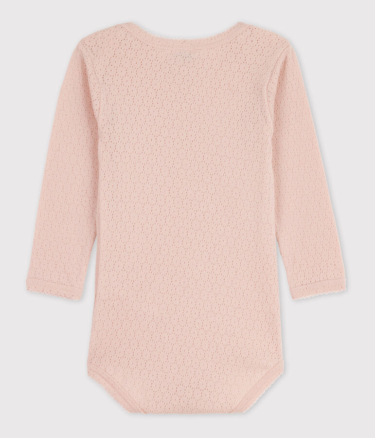Babies' Long-Sleeved Openwork Bodysuit pink
