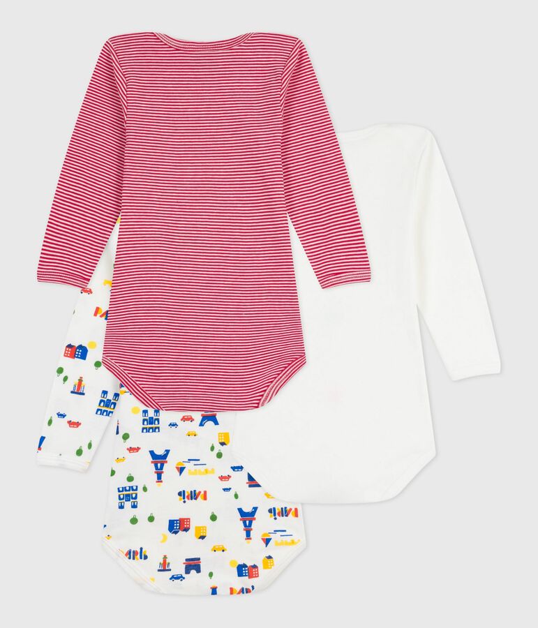 Pack of long-sleeved printed cotton bodies for babies multicolor