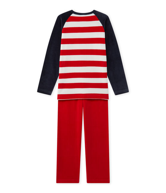 Boy's anchor motif pyjamas SMOKING blue/FROUFROU red/LAIT