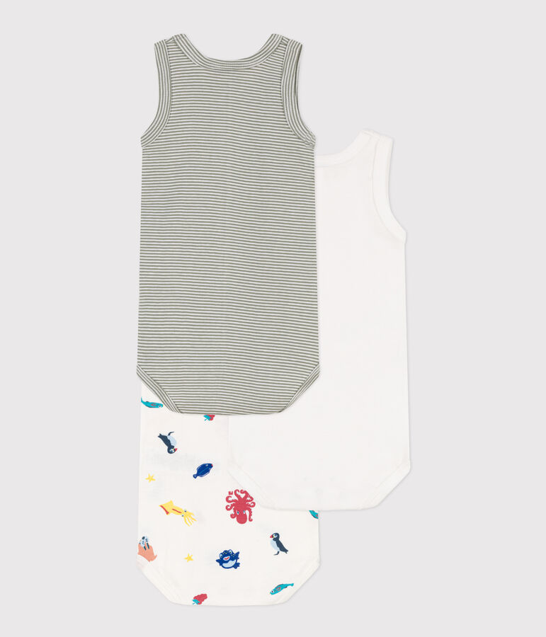 Cotton Sea Animals Vest Bodysuits - Pack of 3 multicolor