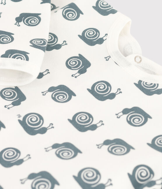 Babies' Snail Patterned Fleece Sleepsuit MARSHMALLOW white/DUCKY