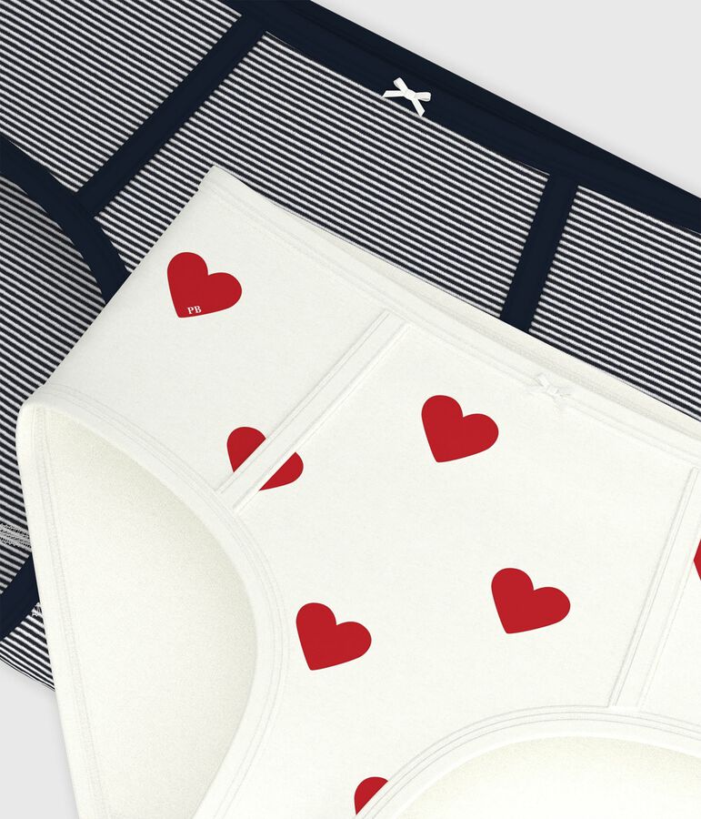 Women's Heart and Stripe High-Waisted Cotton Briefs - 2-Pack multicolor