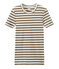 Women's T-shirt in heritage striped rib SHITAKE brown/MARSHMALLOW white