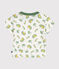 Babies' short-sleeved boat print cotton T-shirt MARSHMALLOW white/ORGE