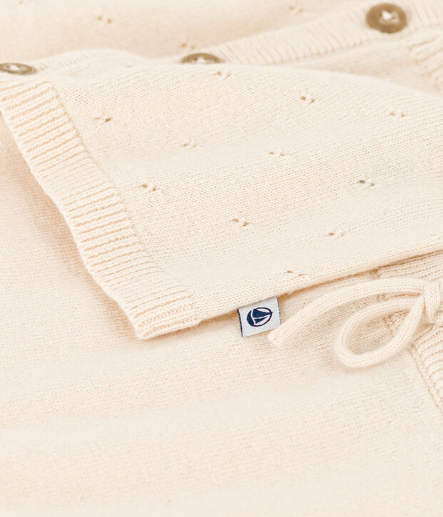 Babies' Wool/Cotton Knit 2-Piece Outfit Ecru