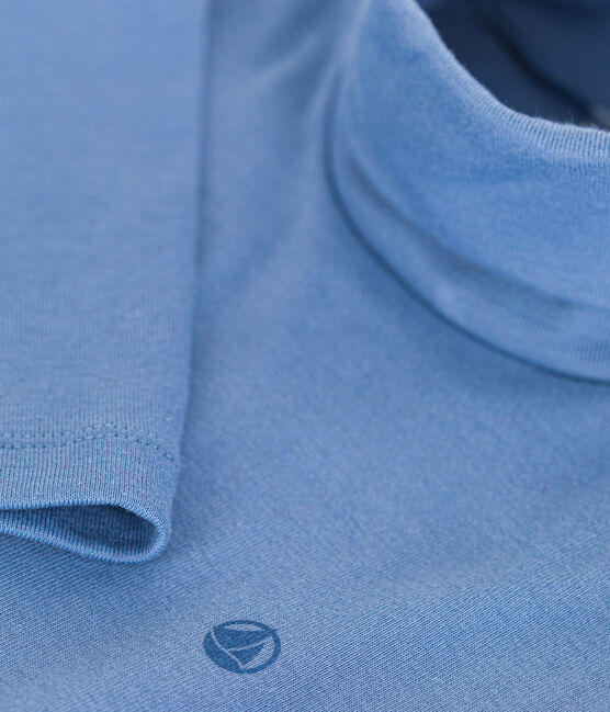 Cotton roll neck top for girls or boys BEACH blue