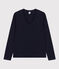 Women's Straight V-Neck Cotton T-Shirt SMOKING blue