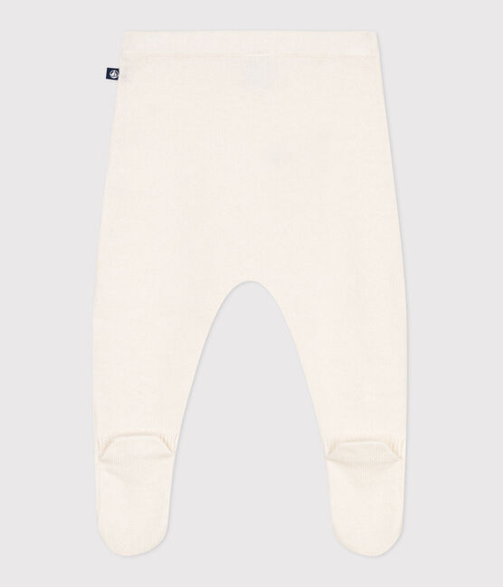 Babies' trousers in a wool and cotton knit MARSHMALLOW white