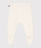 Babies' trousers in a wool and cotton knit MARSHMALLOW white