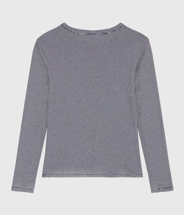 Women's Iconic Cotton Round Neck T-Shirt blue/white