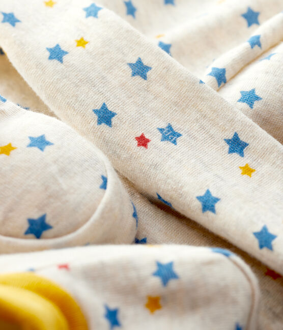 Baby Boys' Wool and Organic Cotton Bonnet and Bootees Set MONTELIMAR beige/MULTICO white