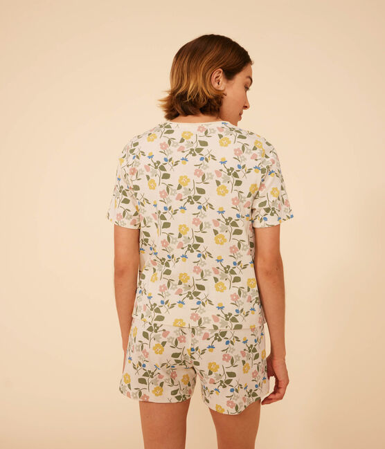 Women's Floral-pattern Cotton Pyjama Shorts and T-shirt AVALANCHE white/MULTICO