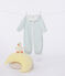 Babies' floral cotton one-piece/sleep sack MARSHMALLOW white/MULTICO white
