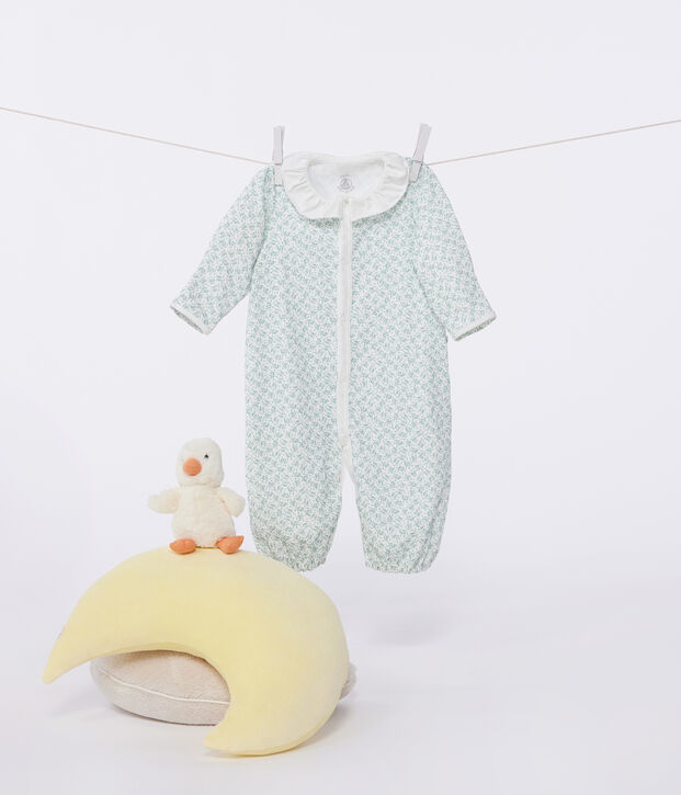 Babies' floral cotton one-piece/sleep sack white/multicolor