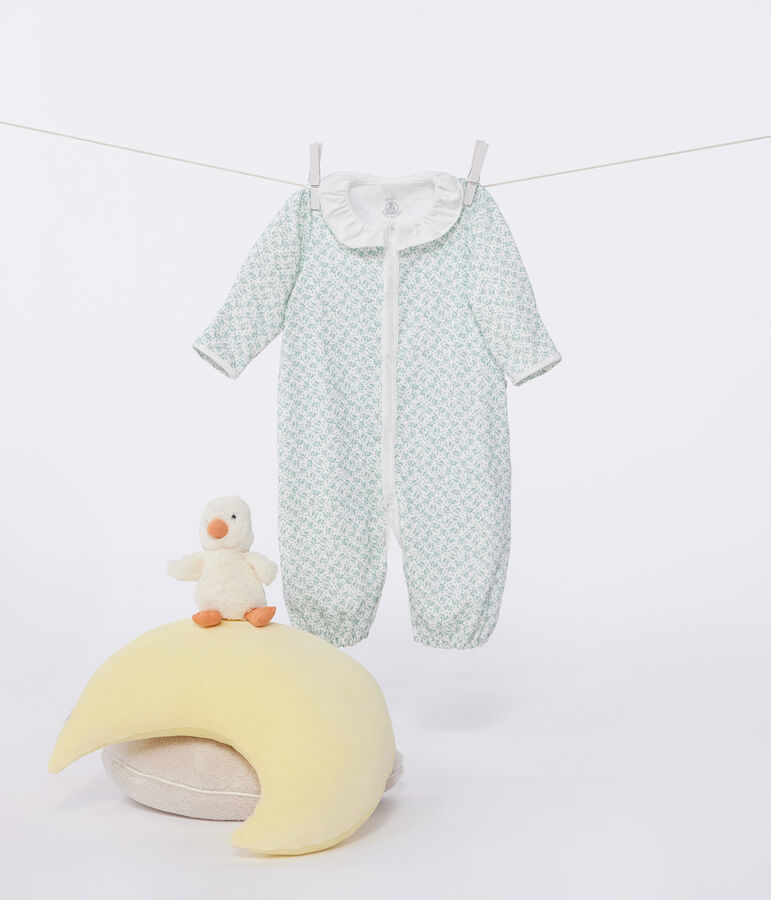 Babies' floral cotton one-piece/sleep sack white/multicolor