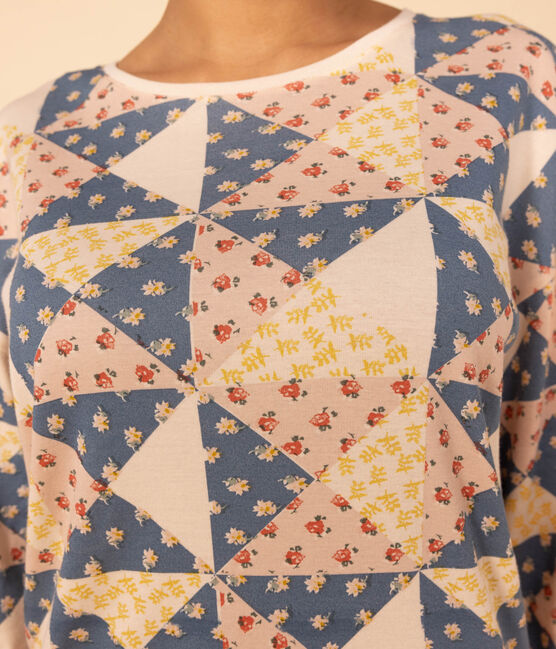 Women's Patchwork Cotton Pyjamas AVALANCHE white/MULTICO