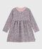 Girls' long-sleeved cotton dress JOLI pink/MULTICO white