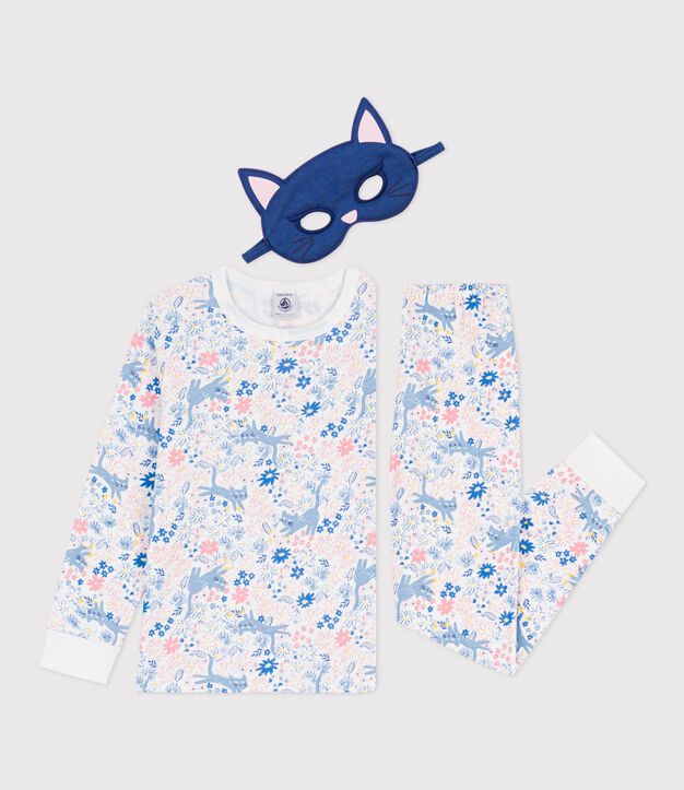 Children's floral print cotton fancy dress pyjamas white/multicolor