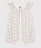 Babies' short floral cotton jumpsuit MARSHMALLOW white/MULTICO white