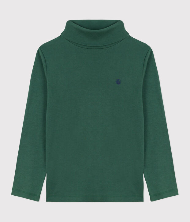 Children's plain cotton rollneck top green