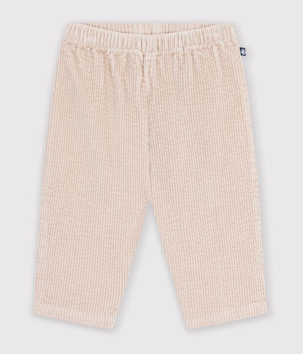 Babies' plain corduroy trousers Ecru