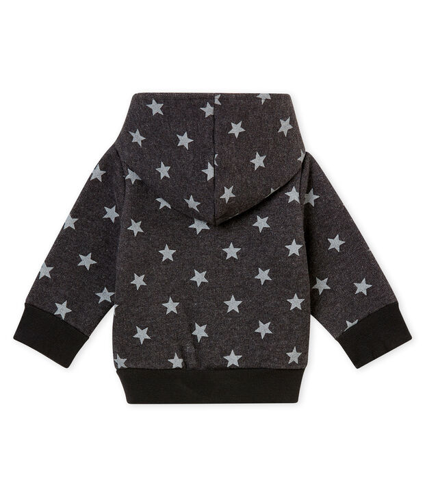 Baby boy's hooded print sweatshirt grey/grey