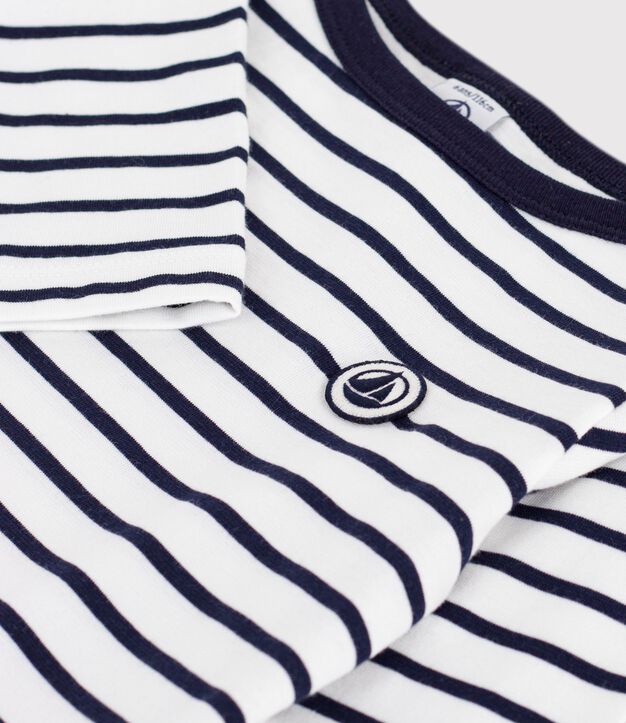Children's iconic stripy cotton Breton top white/blue