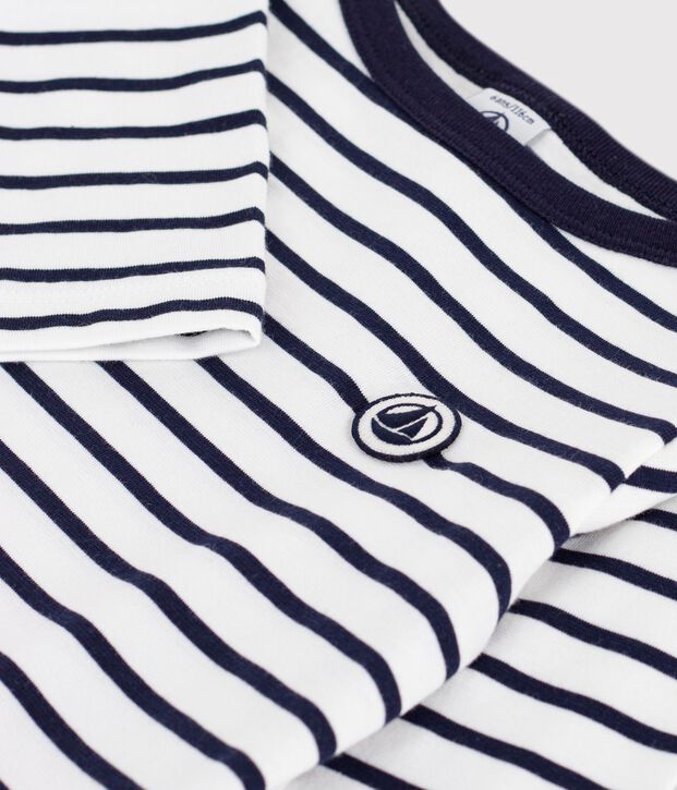 Children's iconic stripy cotton Breton top white/blue