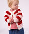 Babies' cardigan in stripy cotton pink/pink