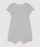 Babies' Organic Cotton Playsuit With Woven "Je t'aime" MARSHMALLOW white/SMOKING blue