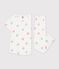 Children's printed cotton pyjamas with short sleeves and long legs white/multicolor