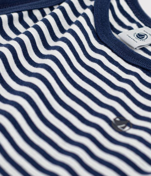 Girls' Sleeveless Striped Cotton Dress blue/white