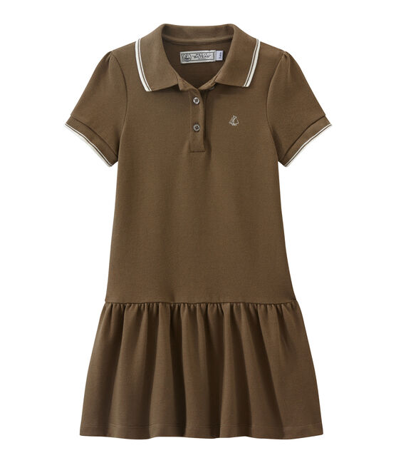 Girl's short-sleeved dress SHITAKE brown