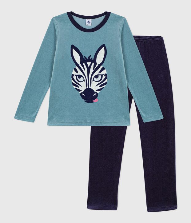 Children's velour pyjamas blue/blue