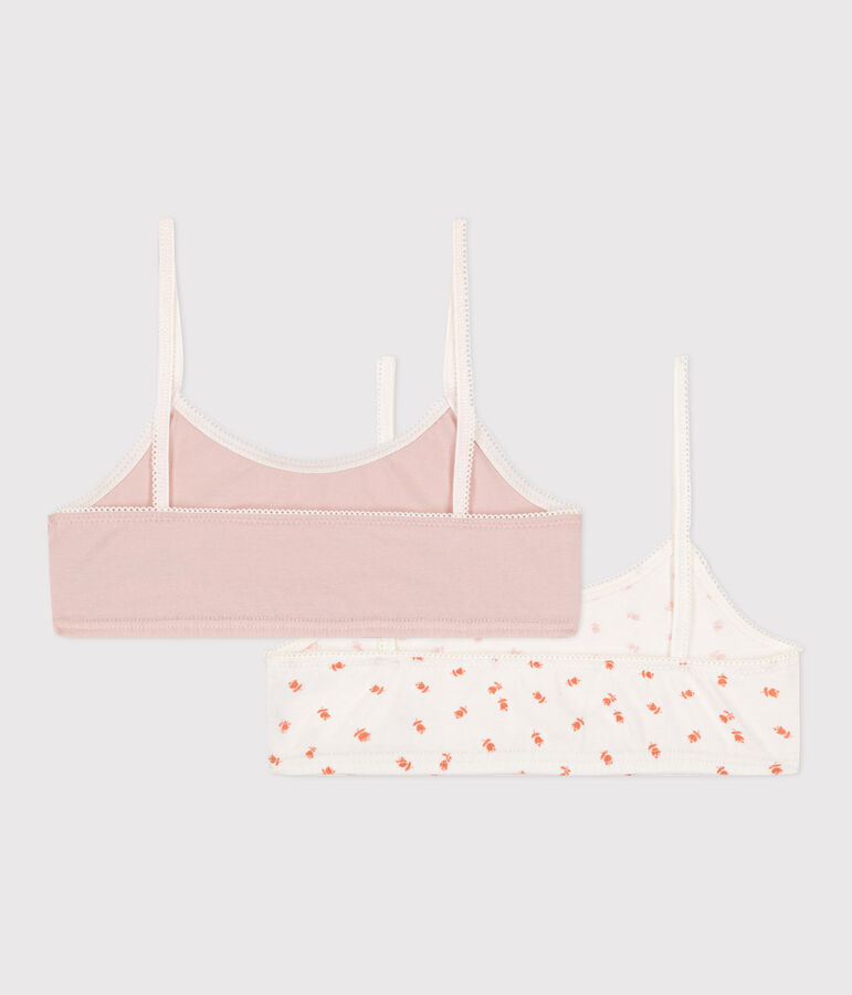 Girls' Flower Cotton and Elastane Bralettes - 2-Pack multicolor