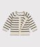 Babies' cardigan in stripy cotton Ecru/blue