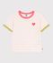 Children's short-sleeved stripy cotton T-shirt white/orange