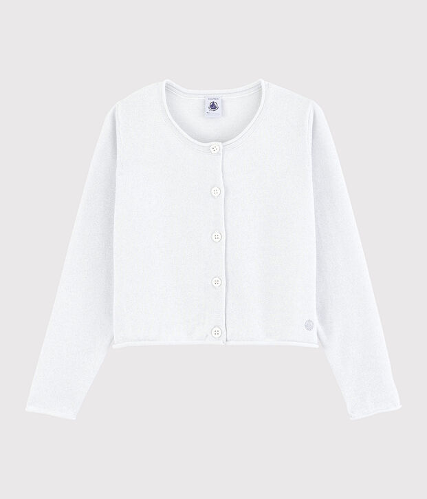 Girls' Cotton Cardigan white/grey